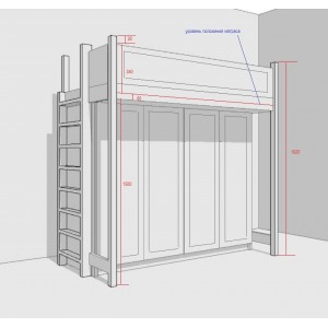 Кровать чердак Идиллия со шкафом.