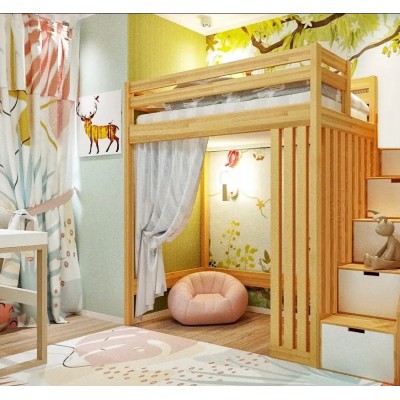 Кровать-чердак Браун с лестницей-комодом