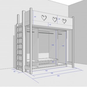 Кровать чердак Идиллия со шкафом.