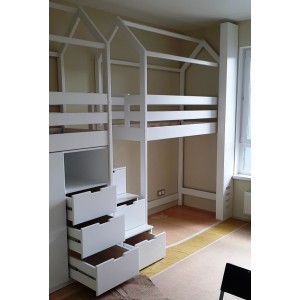 Кровать-чердак Домик Скаут-2 с лестницей-комодом Кровать-чердак Домик Скаут-2 с лестницей-комодом