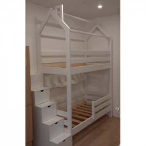 Кровать-домик двухъярусная Сказка-2 с лестницей-комодом Кровать-домик двухъярусная Сказка-2 с лестницей-комодом